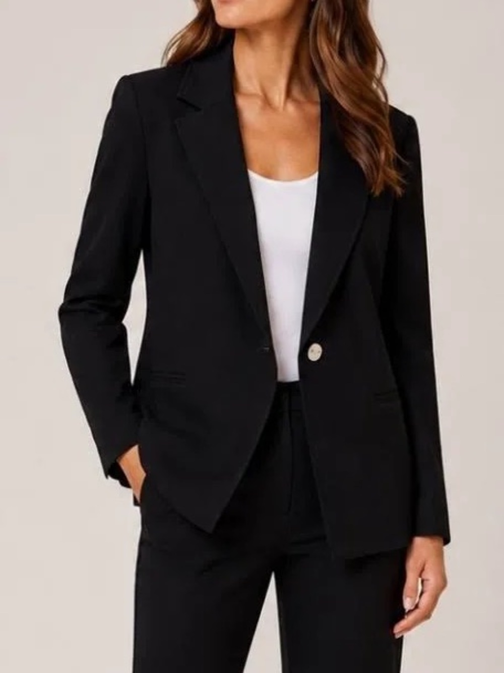 Spanx The Perfect Asymmetrical Tailored Blazer Size L Black Gold Button